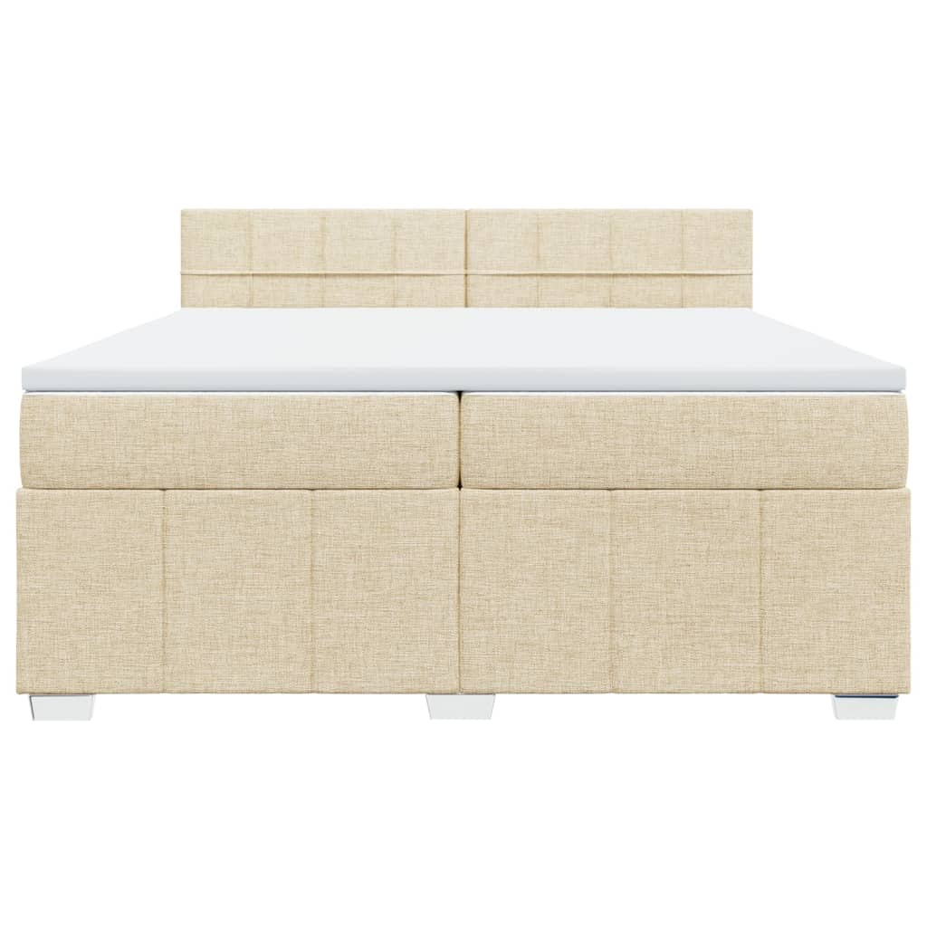 Boxspring met matras stof crèmekleurig 200x200 cm