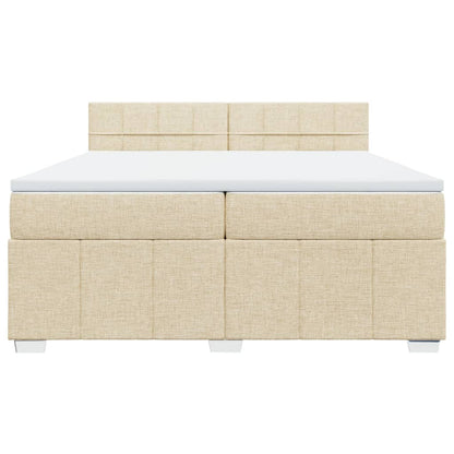 Boxspring met matras stof crèmekleurig 200x200 cm