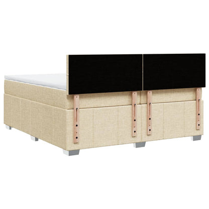 Boxspring met matras stof crèmekleurig 200x200 cm
