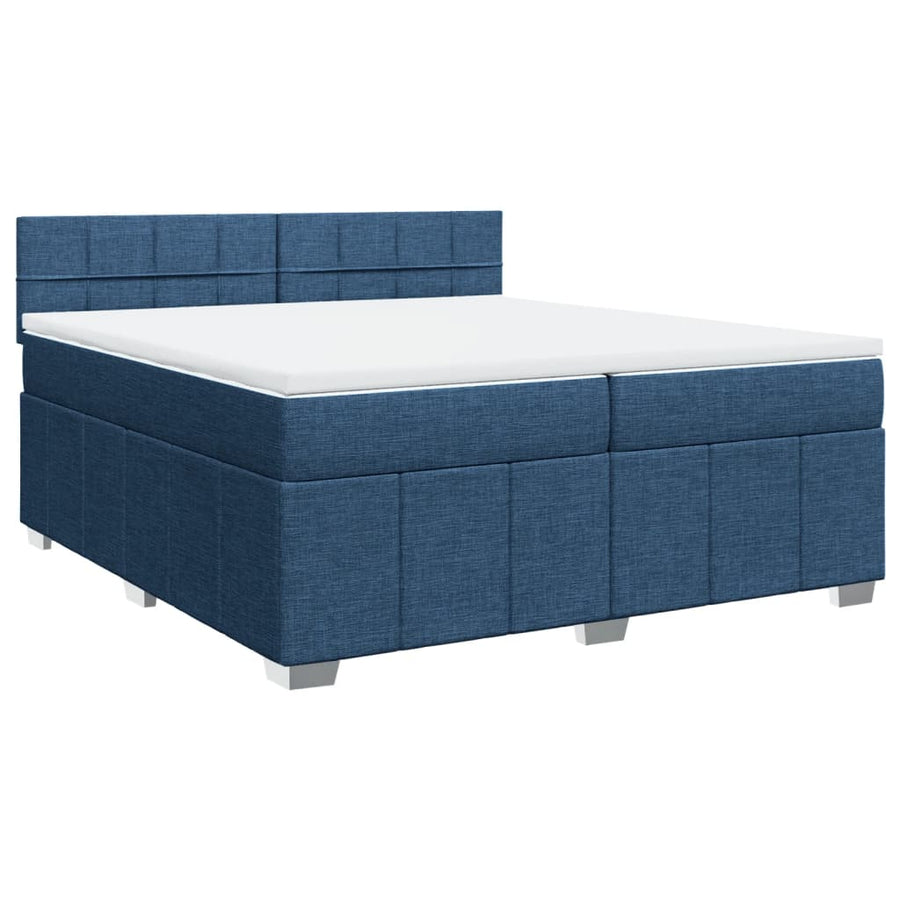 Boxspring met matras stof blauw 200x200 cm
