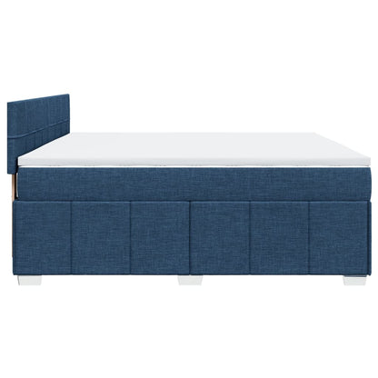 Boxspring met matras stof blauw 200x200 cm