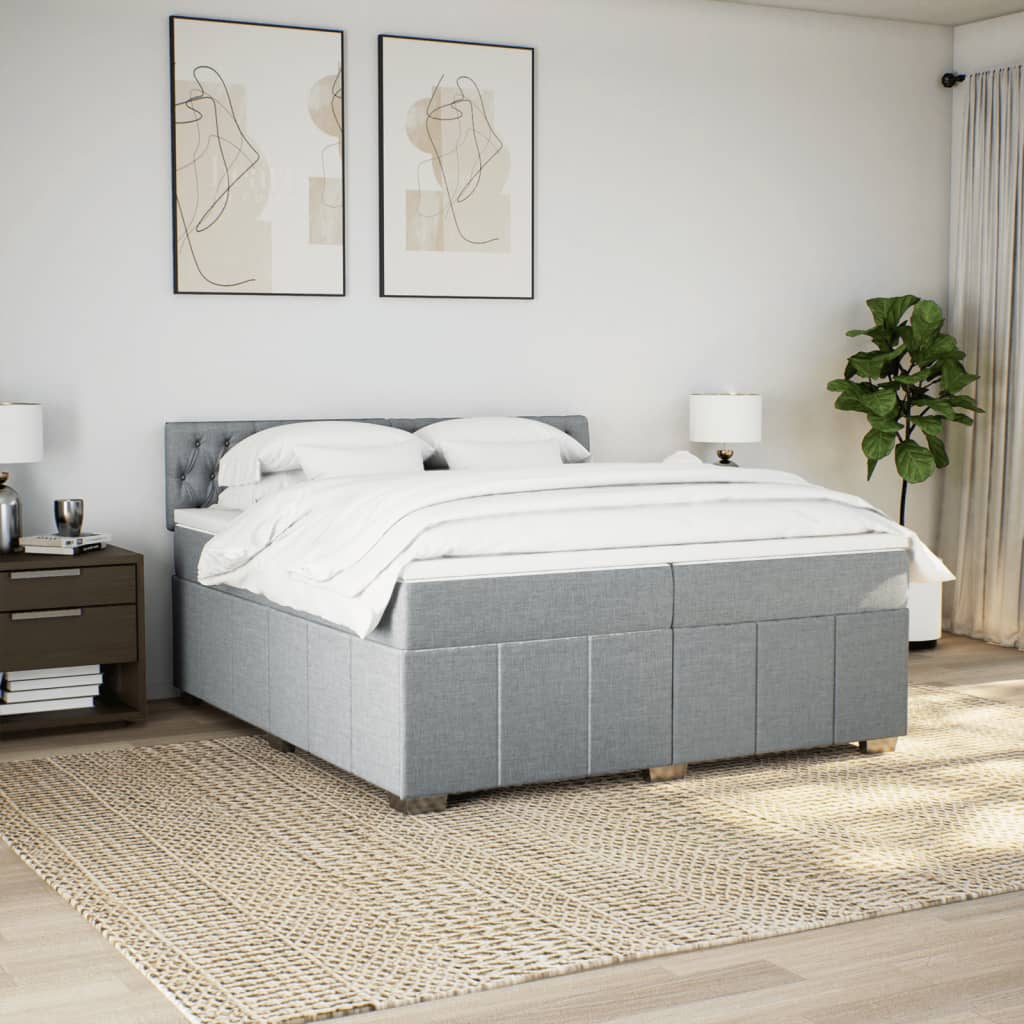 Boxspring met matras stof lichtgrijs 200x200 cm