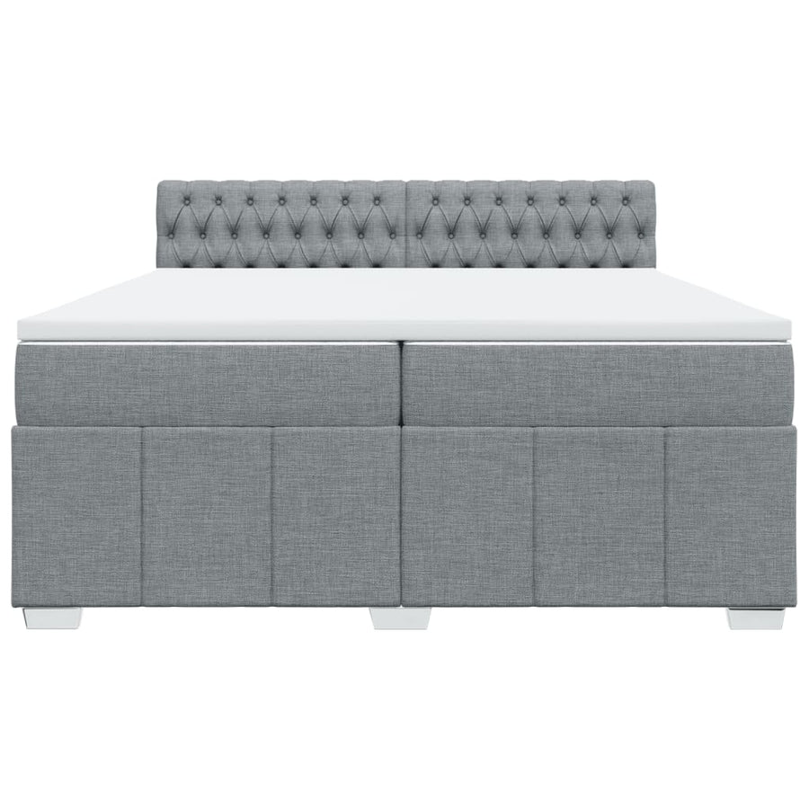 Boxspring met matras stof lichtgrijs 200x200 cm