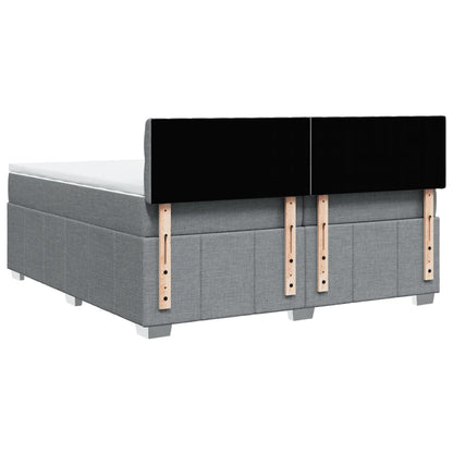 Boxspring met matras stof lichtgrijs 200x200 cm
