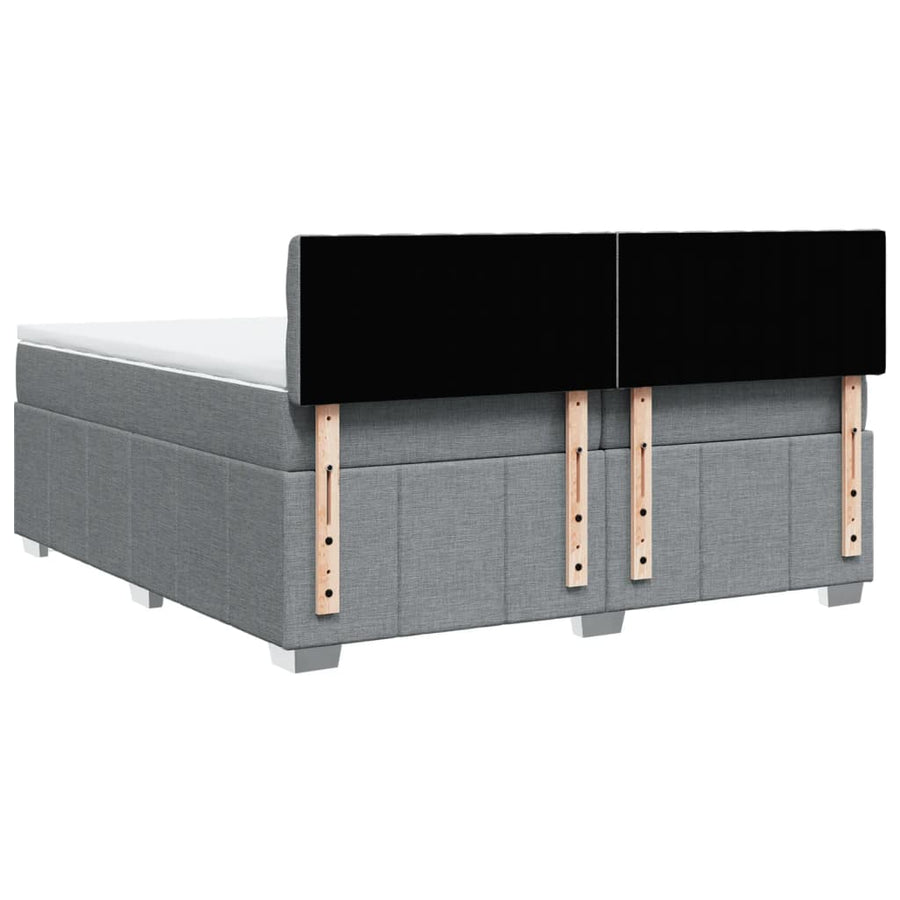 Boxspring met matras stof lichtgrijs 200x200 cm