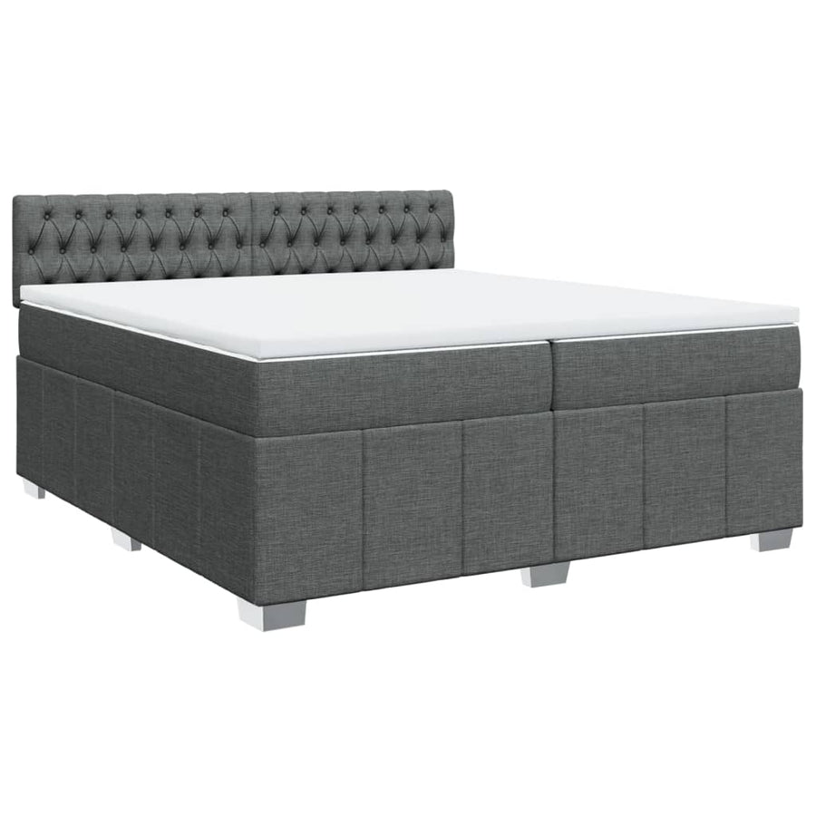 Boxspring met matras stof donkergrijs 200x200 cm