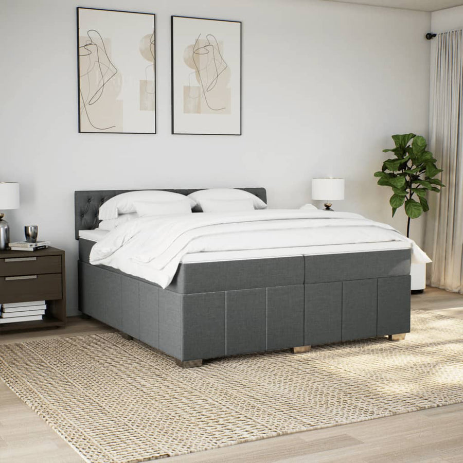Boxspring met matras stof donkergrijs 200x200 cm