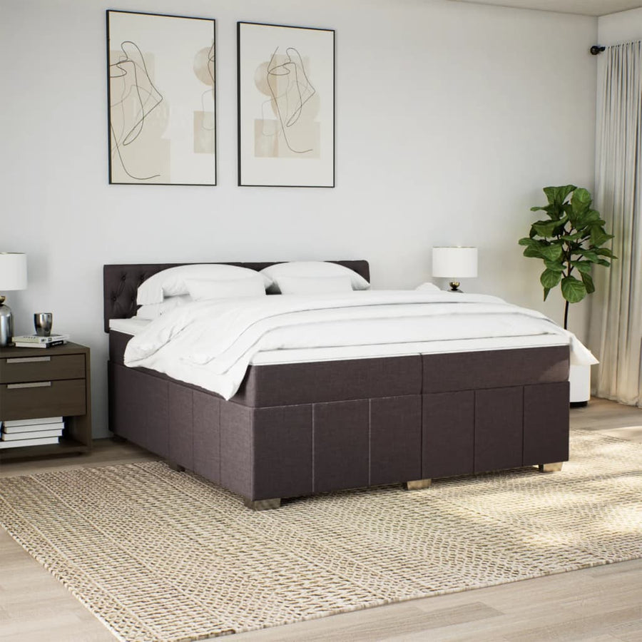 Boxspring met matras stof donkerbruin 200x200 cm