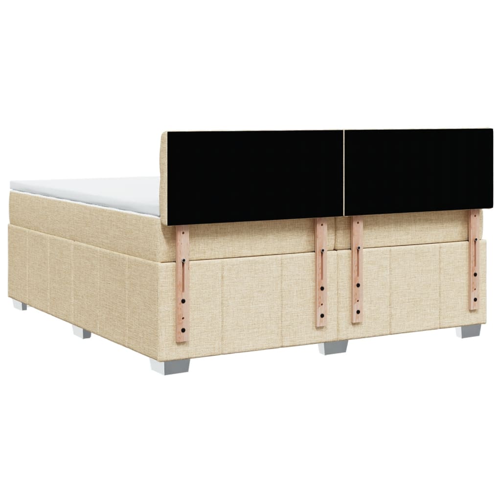 Boxspring met matras stof crèmekleurig 200x200 cm