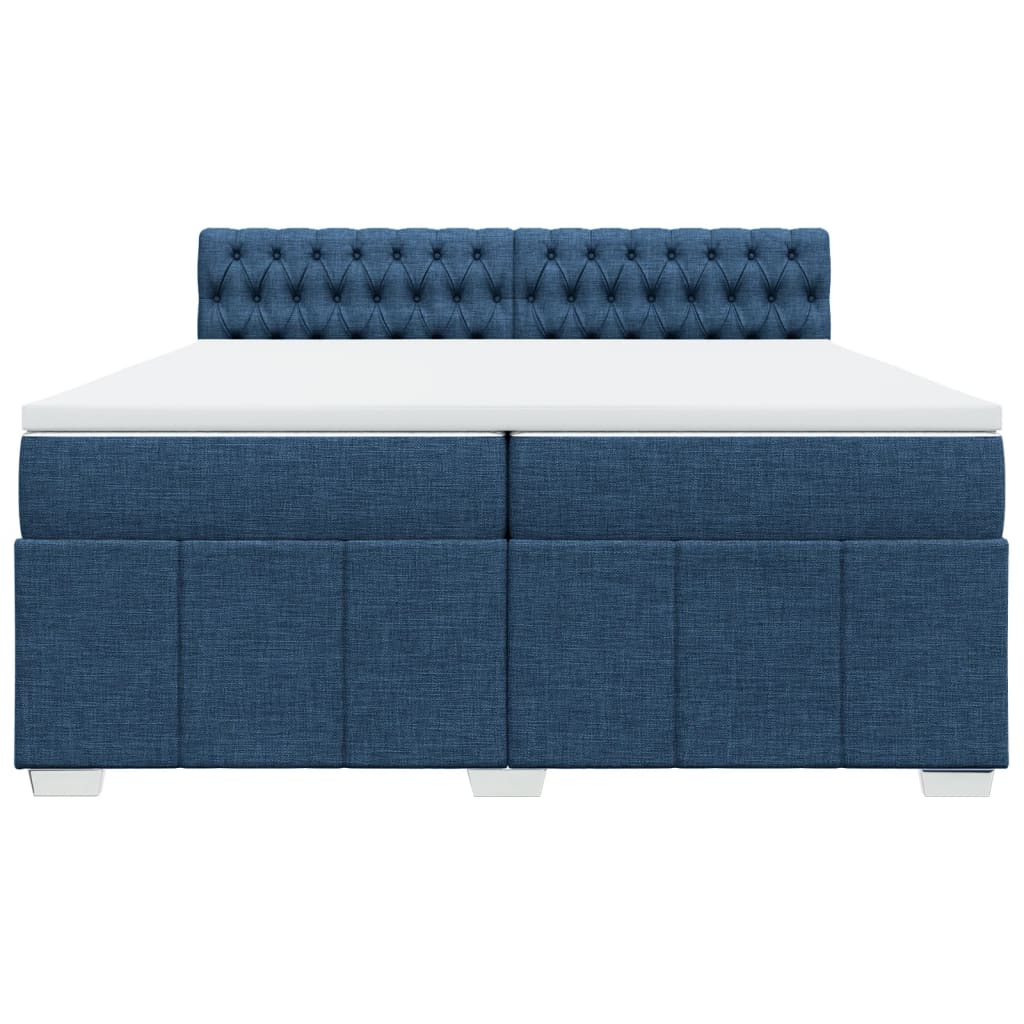 Boxspring met matras stof blauw 200x200 cm