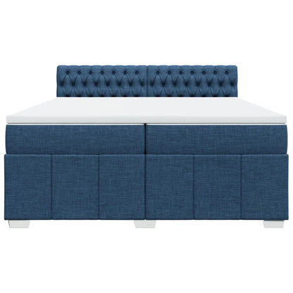Boxspring met matras stof blauw 200x200 cm