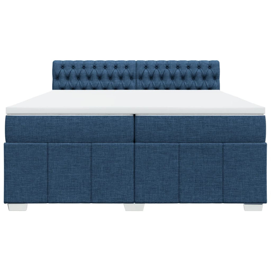 Boxspring met matras stof blauw 200x200 cm