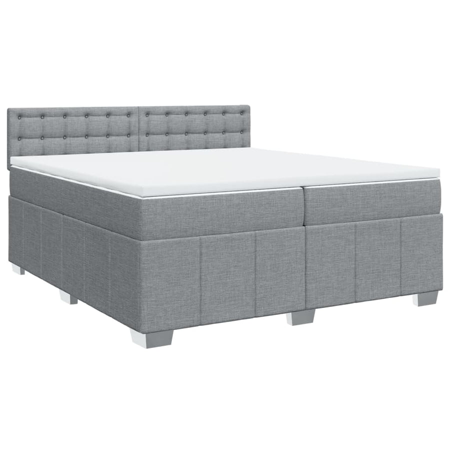 Boxspring met matras stof lichtgrijs 200x200 cm
