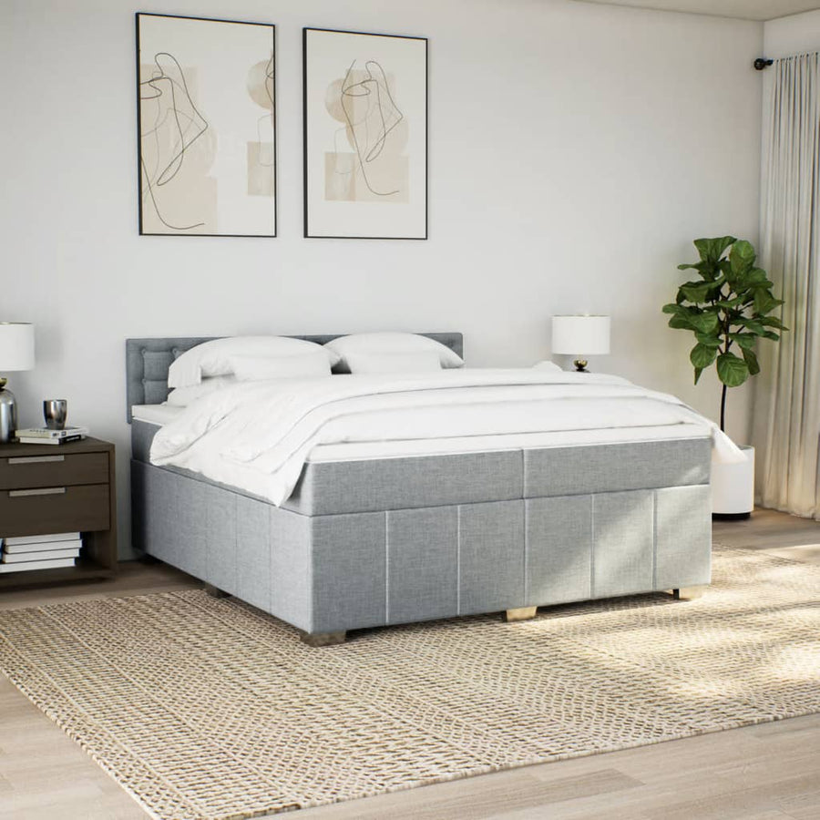 Boxspring met matras stof lichtgrijs 200x200 cm