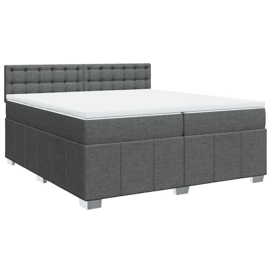 Boxspring met matras stof donkergrijs 200x200 cm