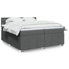 Box spring with dark gray fabric mattress 200x200 cm