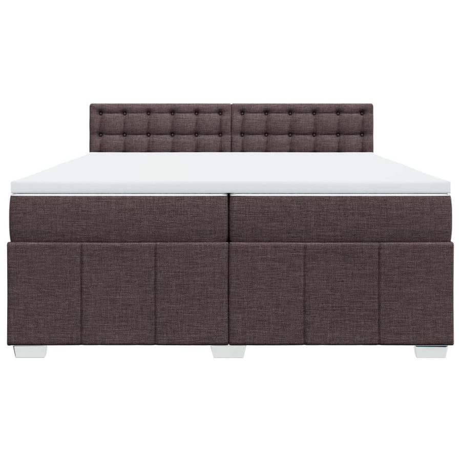 Boxspring met matras stof donkerbruin 200x200 cm