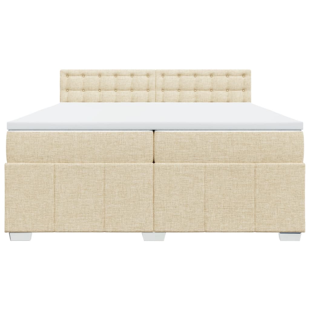 Boxspring met matras stof crèmekleurig 200x200 cm