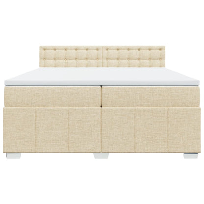 Boxspring met matras stof crèmekleurig 200x200 cm