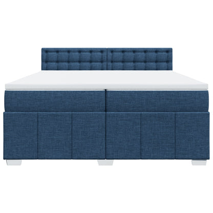Boxspring met matras stof blauw 200x200 cm