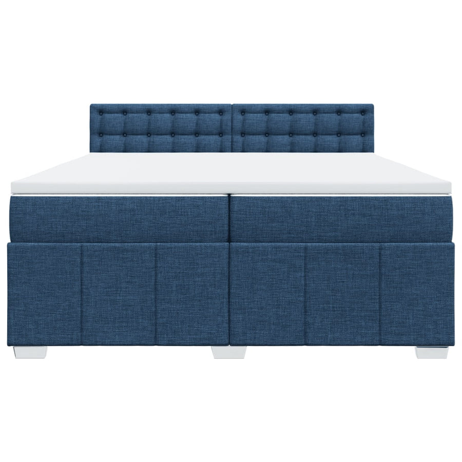 Boxspring met matras stof blauw 200x200 cm