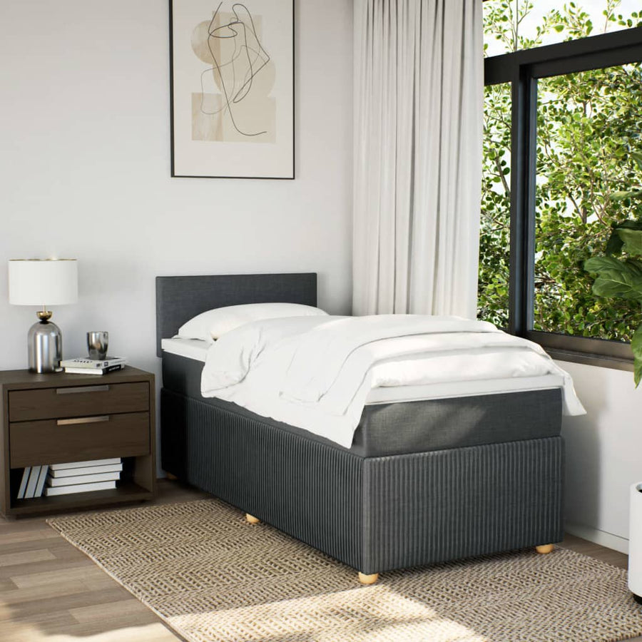 Boxspring met matras stof donkergrijs 80x200 cm