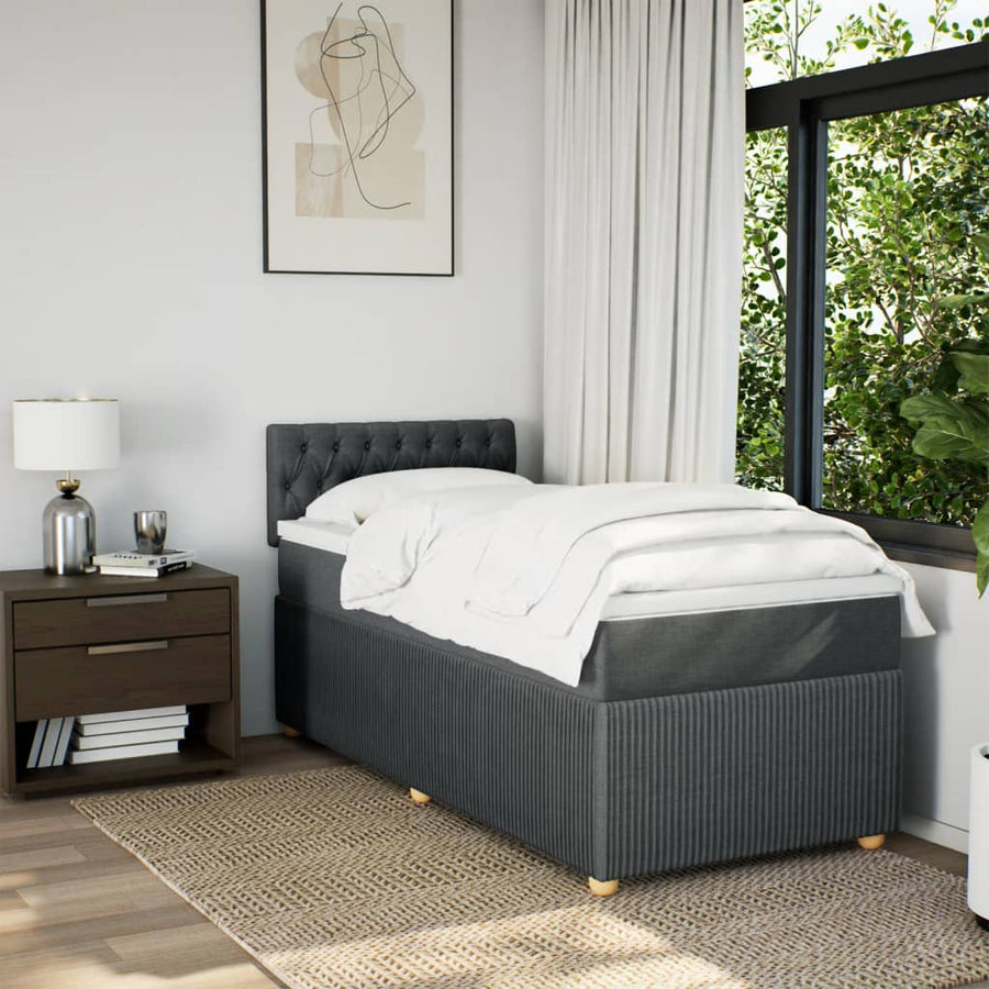 Boxspring met matras stof donkergrijs 80x200 cm