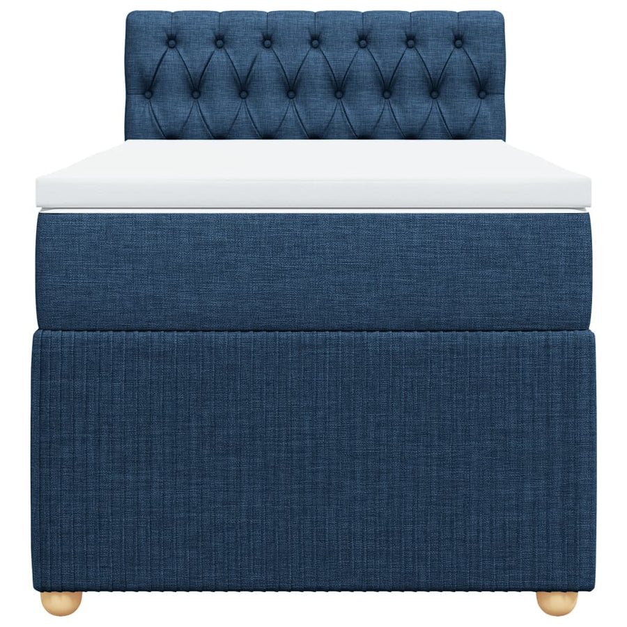 Boxspring met matras stof blauw 80x200 cm