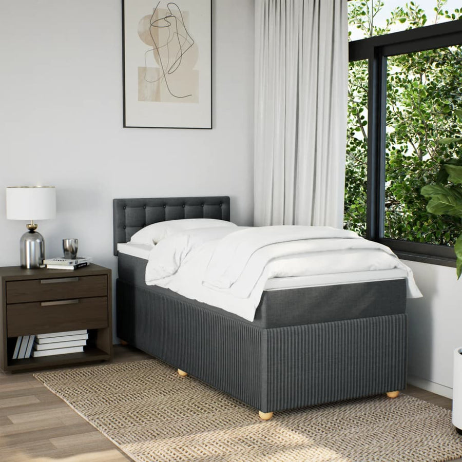 Boxspring met matras stof donkergrijs 80x200 cm