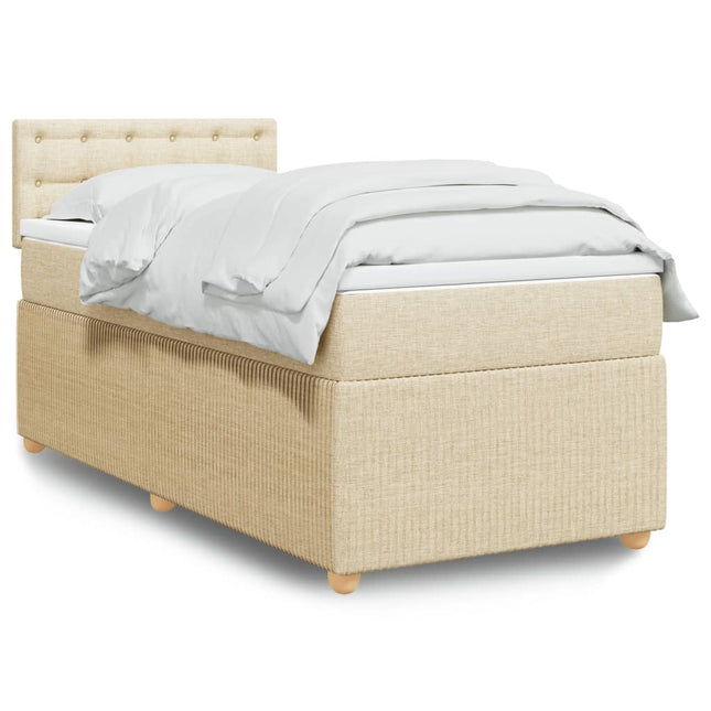 Boxspring met matras stof crèmekleurig 80x200 cm