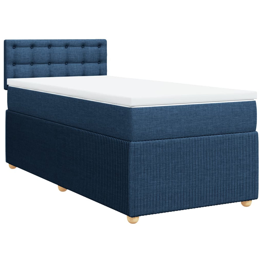 Boxspring met matras stof blauw 80x200 cm