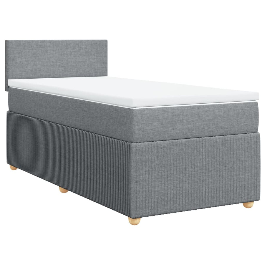 Boxspring met matras stof lichtgrijs 90x190 cm