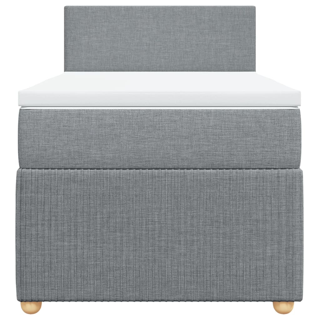 Boxspring met matras stof lichtgrijs 90x190 cm