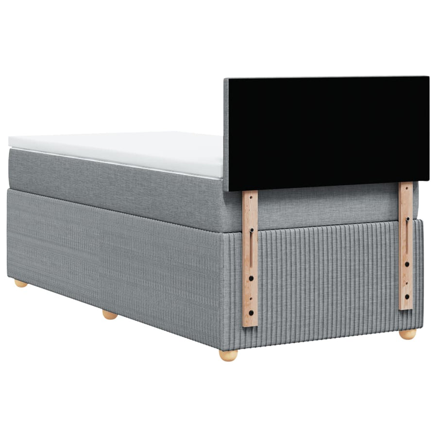 Boxspring met matras stof lichtgrijs 90x190 cm