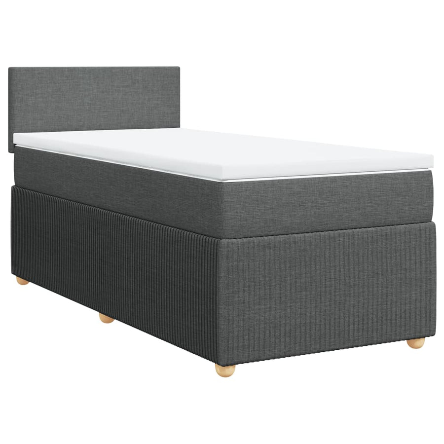 Boxspring met matras stof donkergrijs 90x190 cm
