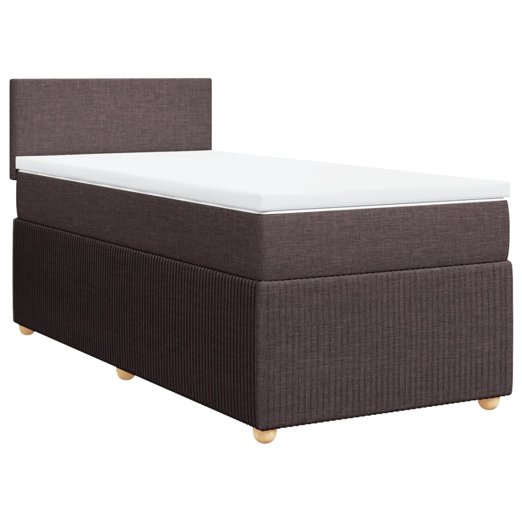 Boxspring met matras stof donkerbruin 90x190 cm