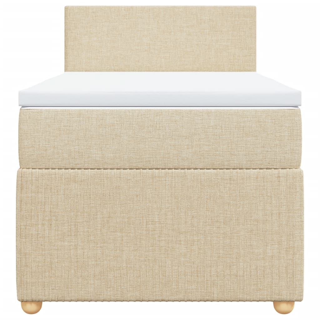 Boxspring met matras stof crèmekleurig 90x190 cm