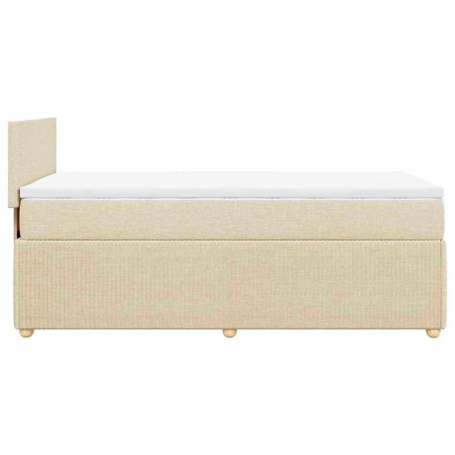 Boxspring met matras stof crèmekleurig 90x190 cm