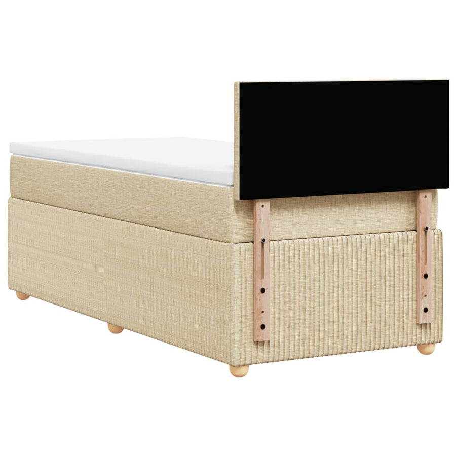 Boxspring met matras stof crèmekleurig 90x190 cm