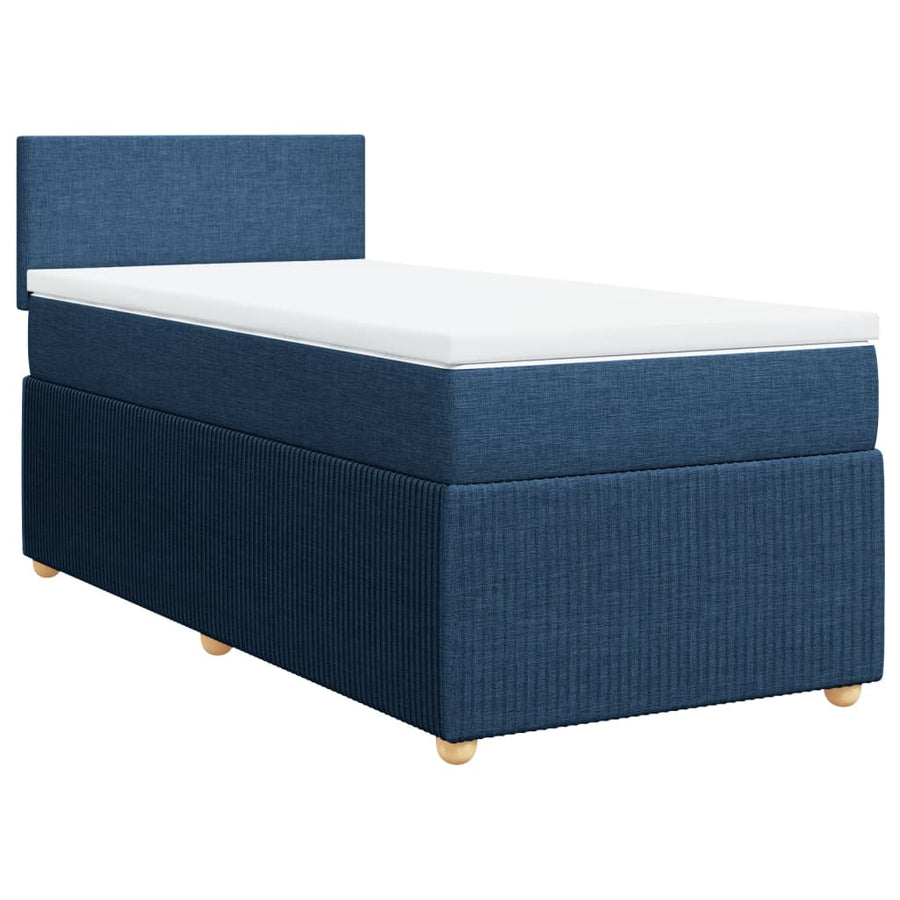 Boxspring met matras stof blauw 90x190 cm