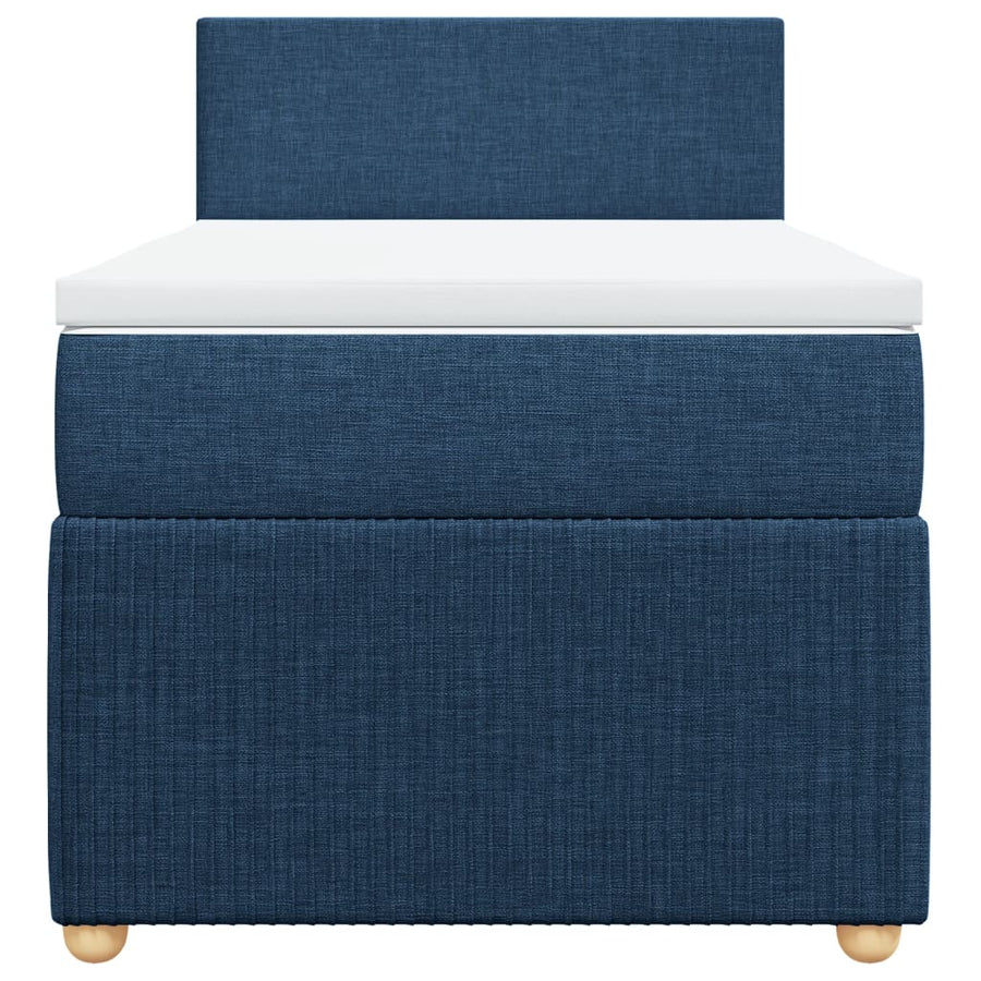 Boxspring met matras stof blauw 90x190 cm