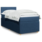 Boxspring met matras stof blauw 90x190 cm