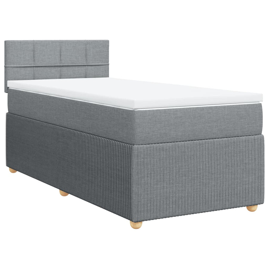 Boxspring met matras stof lichtgrijs 90x190 cm