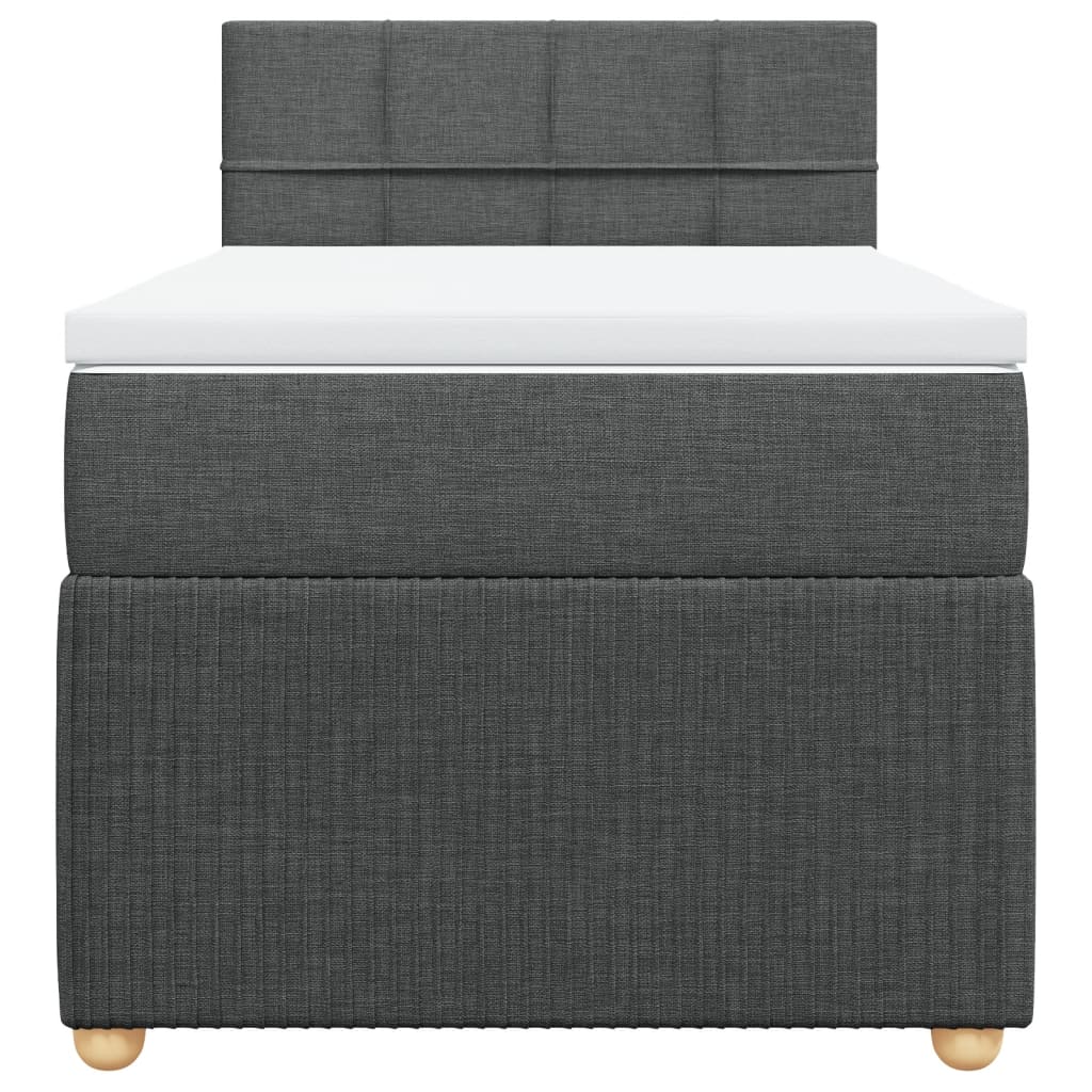 Boxspring met matras stof donkergrijs 90x190 cm