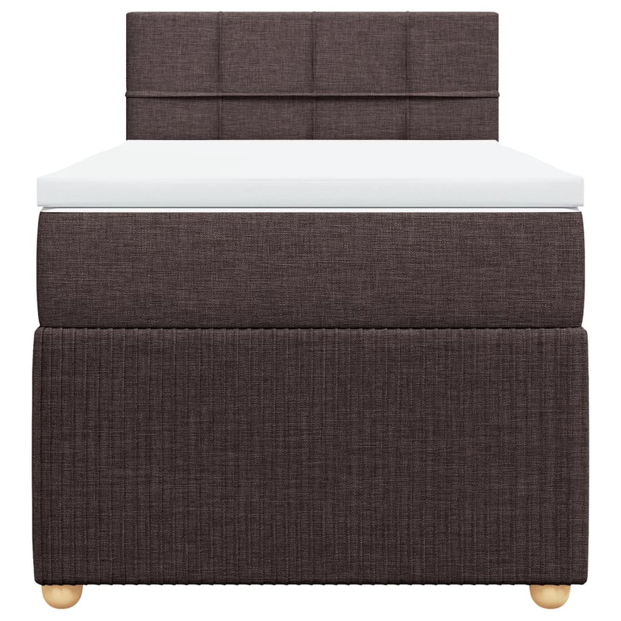 Boxspring met matras stof donkerbruin 90x190 cm