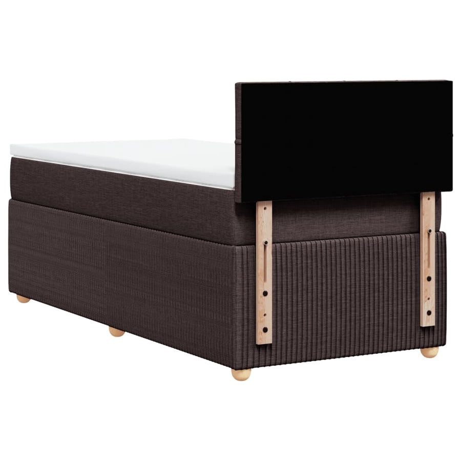 Boxspring met matras stof donkerbruin 90x190 cm