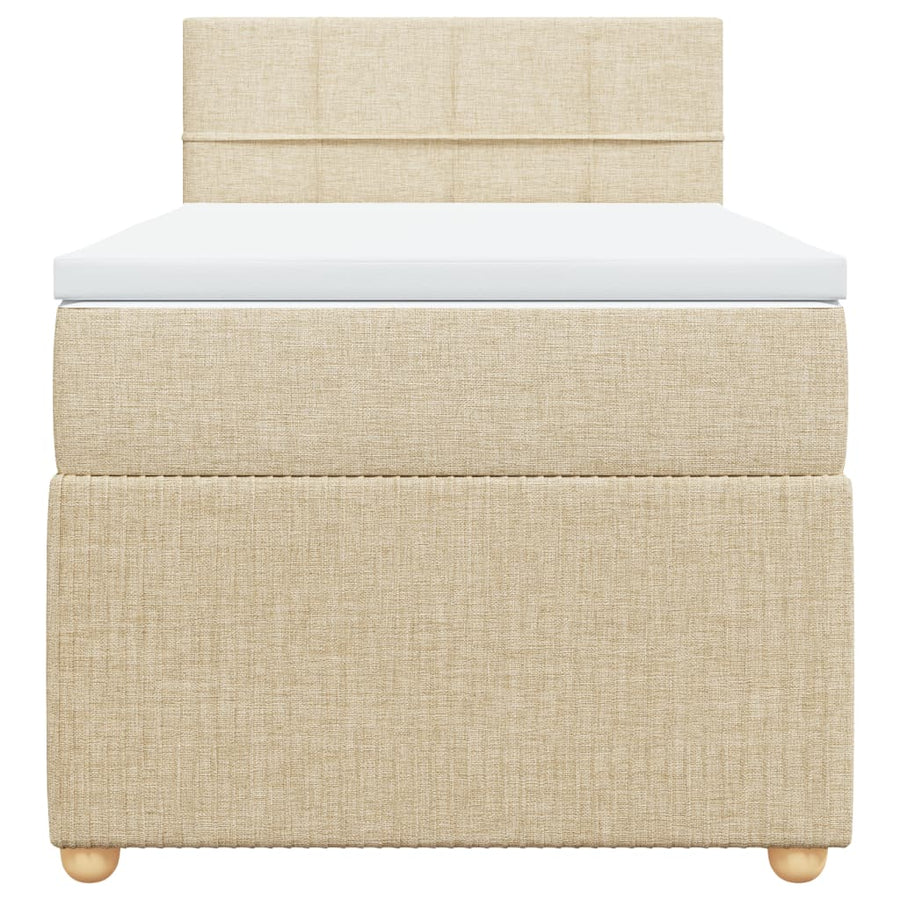 Boxspring met matras stof crèmekleurig 90x190 cm