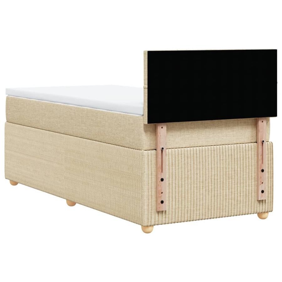 Boxspring met matras stof crèmekleurig 90x190 cm