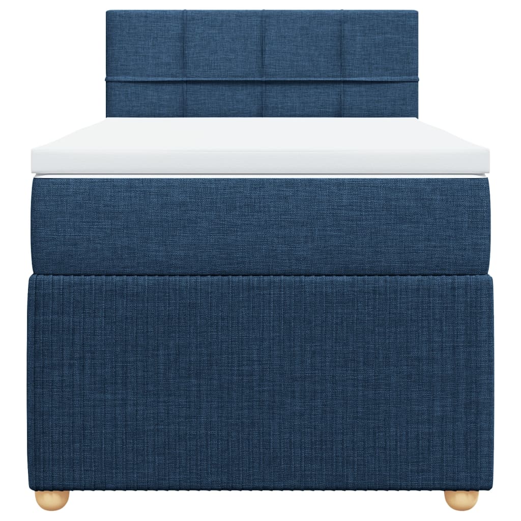 Boxspring met matras stof blauw 90x190 cm