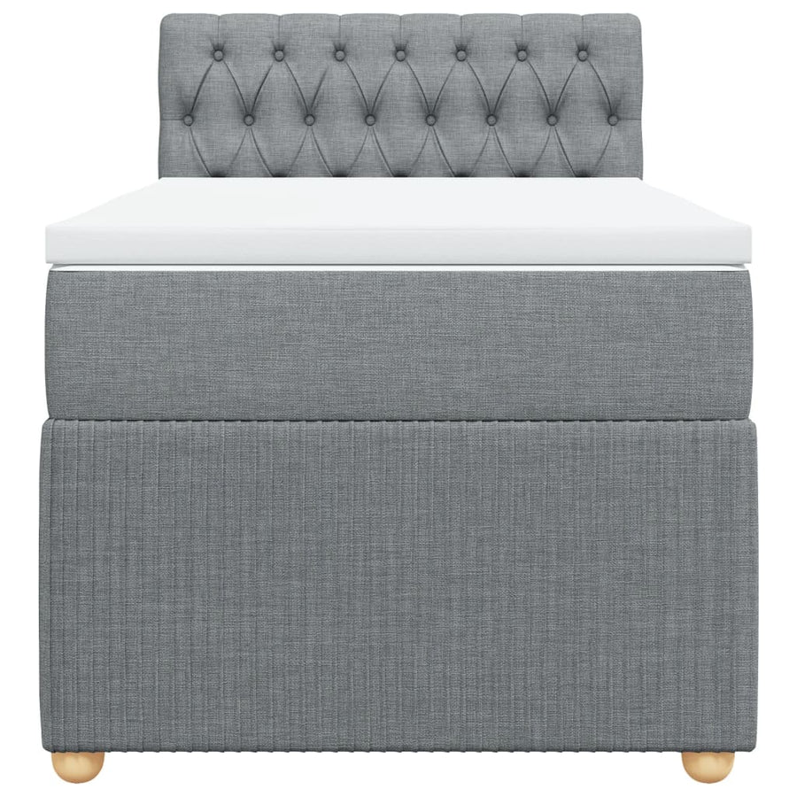 Boxspring met matras stof lichtgrijs 90x190 cm
